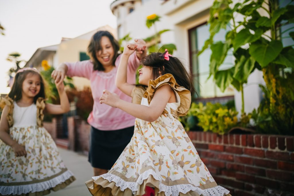 kids dancing with mom